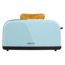 Torradeira vertical Toastin' time 850 Blue Long Torradeira vertical de aço com ranhura longa, 850 W de potência e suporte para pãezinhos.