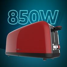 Toastin' time 850 Red Long Tostapane verticale in acciaio con una fessura lunga, 850 W di potenza e portapanini.