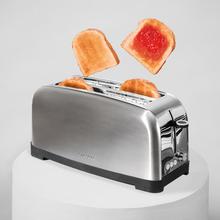 Toastin' time 1500 Tostapane verticale in acciaio inox con doppia fessura lunga, potenza di 1500 W e porta rotolo.