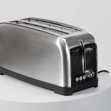 Toastin' time 1500 Tostapane verticale in acciaio inox con doppia fessura lunga, potenza di 1500 W e porta rotolo.