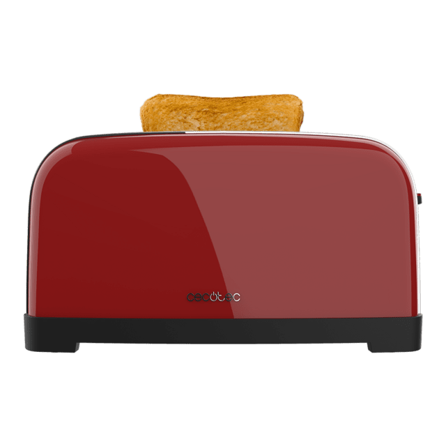 Toastin' time 1500 Rouge Grille-pain vertical en acier avec double fente longue, puissance 1500 W et porte-pain.