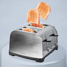 Toastin' time 1700 Double Inox Tostador vertical de acero con cuatro ranuras cortas, 1700 W de potencia y soporte para panecillos.