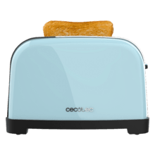 Toastin' time 1700 Double Blue Tostador vertical de acero con cuatro ranuras cortas, 1700 W de potencia y soporte para panecillos.