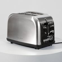 Toastin' time 850 Inox Lite Grille-pain vertical en acier avec deux fentes courtes et 850 W de puissance.