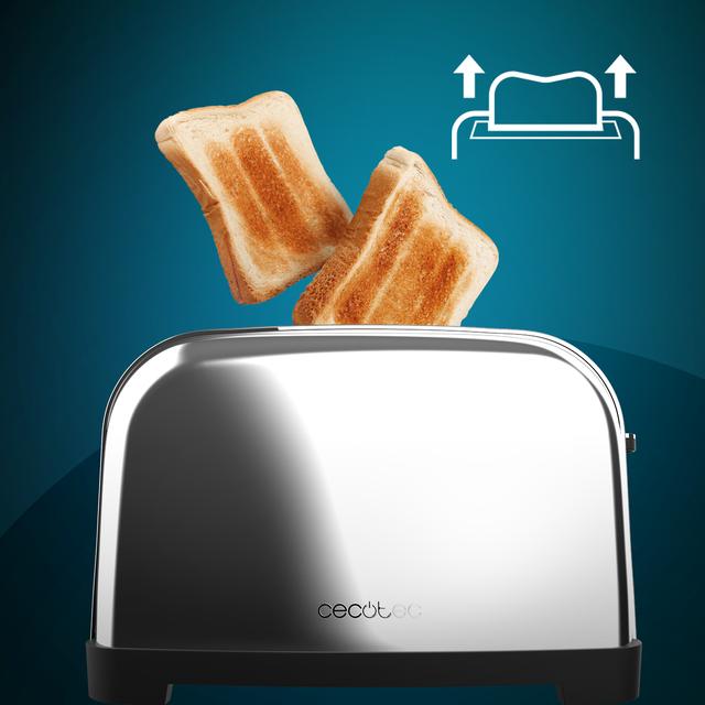 Toastin' time 850 Inox Lite Grille-pain vertical en acier avec double fente courte et 850 W de puissance.