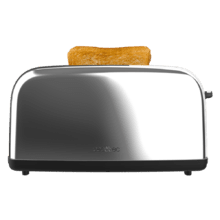 Toastin' time 850 Inox Long Lite Grille-pain vertical en acier avec une fente longue et une puissance de 850 W.