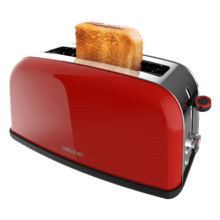 Toastin' time 850 Red Long Lite Vertikaler Stahltoaster mit einem langen Schlitz und 850 W Leistung.