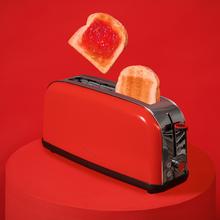 Toastin' time 850 Red Long Lite Torradeira vertical de aço com ranhura longa e 850 W de potência.