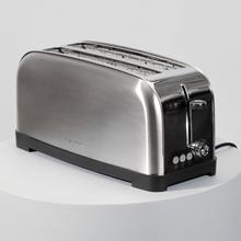 Toastin' time 1500 Inox Life Vertikaler Toaster aus Stahl mit langem Doppelschlitz und 1500 W Leistung.