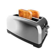 Toastin' time 1500 Inox Lite Tostapane in acciaio con doppia fessura lunga e potenza di 1500 W.