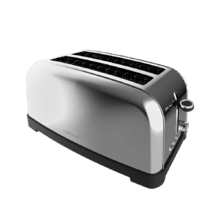 Toastin' time 1500 Inox Lite Tostador vertical de acero con doble ranura larga y 1500 W de potencia.