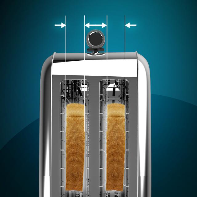 Toastin' time 1500 Inox Lite Tostapane verticale in acciaio con doppia fessura lunga e 1500 W di potenza.
