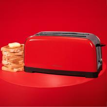 Torradeira vertical Toastin' time 1500 Red Lite Steel com ranhura dupla longa e 1500 W de potência.