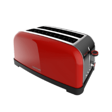 Toastin' time 1500 Red Lite Tostador vertical de acero con doble ranura larga y 1500 W de potencia.