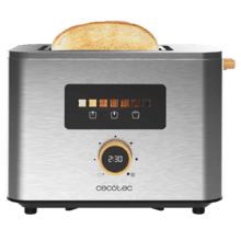 Touch&Toast Double Tostador vertical de acero con doble ranura corta, pantalla táctil y 950 W de potencia.