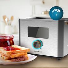 Touch&Toast Double Torradeira vertical de aço com dupla ranhura longa, ecrã tátil e 950 W de potência.