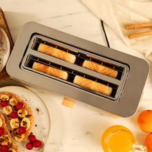 Touch&Toast Extra Double Tostador vertical de acero con doble ranura larga, pantalla táctil y 1500 W de potencia.