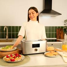 Touch&Toast Extra Double Tostador vertical de acero con doble ranura larga, pantalla táctil y 1500 W de potencia.