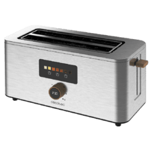 Touch&Toast Extra Double Vertikaler Toaster aus Stahl mit doppeltem Langschlitz, Touchscreen und 1500 W Leistung.