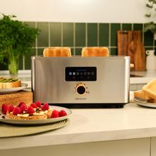 Touch&Toast Extra Double Tostador vertical de acero con doble ranura larga, pantalla táctil y 1500 W de potencia.