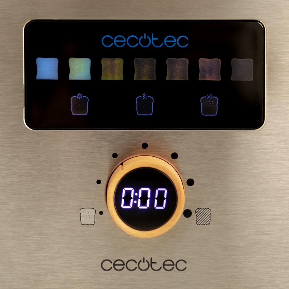 Panel táctil del tostador Cecotec Touch&Toast Extra con niveles de tostado