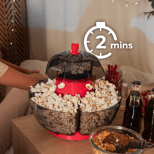 Macchina per popcorn Fun&Taste P'Corn Lotus 1200 W, popcorn pronti in 2 minuti, include 4 contenitori rimovibili con una capacità totale di 4,5 L.