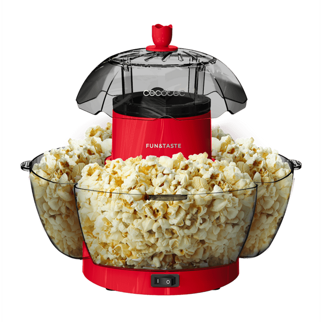 Macchina per popcorn Fun&Taste P'Corn Lotus 1200 W, popcorn pronti in 2 minuti, include 4 contenitori rimovibili con una capacità totale di 4,5 L.