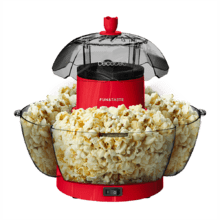 Macchina per popcorn Fun&Taste P'Corn Lotus 1200 W, popcorn pronti in 2 minuti, include 4 contenitori rimovibili con una capacità totale di 4,5 L.