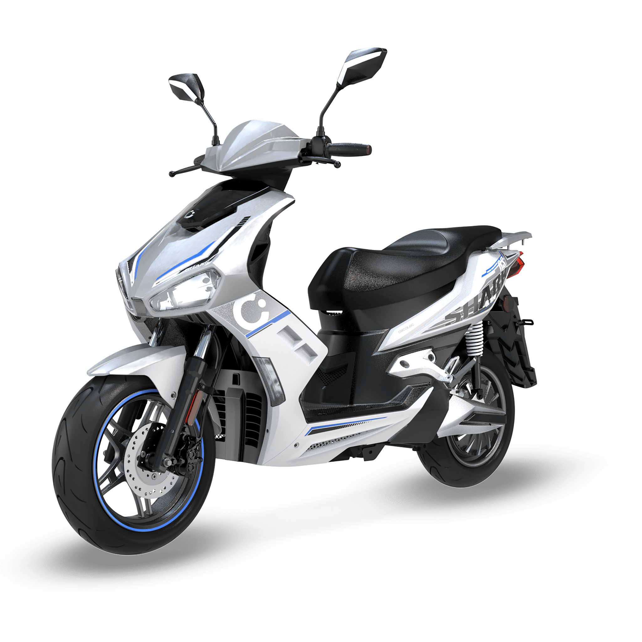 Cecotec Shark RS (Plata/Azul) Con una potencia máxima de 5760W y hasta 110km de autonomía.Disponible en dos colores, combina rendimiento y dinamismo.L3eB (Equivalente a 125cc)