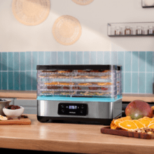 VitaDry Pro Deshidratador de alimentos con 5 bandejas de altura regulable, pantalla digital, tiempo ajustable hasta 48hs y temperatura regulable entre 35 y 70 grados.