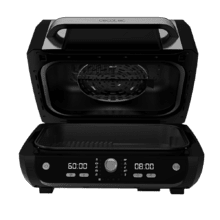 Friteuse à air grill Cecofry FireDome 8000 Pro 1700W, double résistance, 12 modes de cuisson et 4 niveaux de grill.