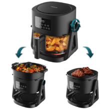 Cecofry Flip&Grill 4500 Freidora de aire reversible 3 en 1 de 1500 W y 6 menús predeterminados.