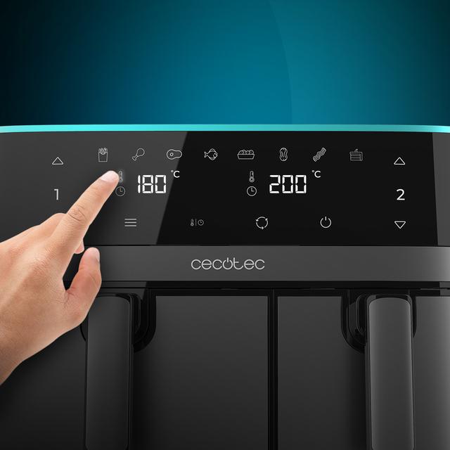 Friggitrice ad aria senza olio Cecofry DuoSize 9000 Digital con capacità di 9 L con due cestelli da 5,5 e 3,5 litri, doppia temperatura e tecnologia PerfectCook.