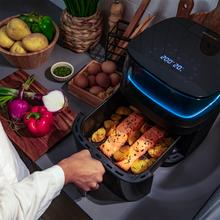 Cecofry Neon 5000 Freidora de aire sin aceite con área de cocinado de 5 litros con spray de agua, control táctil y diseño luminoso.