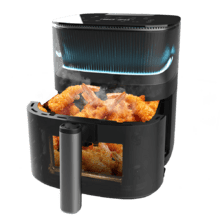 Friteuse Cecofry Neon 5000 Diet avec zone de cuisson de 5 litres avec jet d'eau, commande tactile et design lumineux.