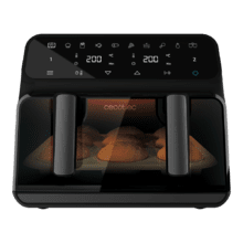 Cecofry Advance 9000 Window Freidora dietética digital de 9 L de capacidad con pared divisoria móvil, temperatura dual, ventana y tecnología PerfectCook.