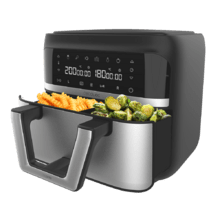 Cecofry Dual 9000 Freidora sin aceite airfryer dietética digital y compacta sin aceite de 9 L de capacidad, con temperatura dual, tecnología PerfectCook y opción de dividir la cubeta en dos de 4,5 L de capacidad.