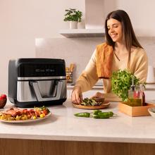 Cecofry Dual 9000 Freidora sin aceite airfryer dietética digital y compacta sin aceite de 9 L de capacidad, con temperatura dual, tecnología PerfectCook y opción de dividir la cubeta en dos de 4,5 L de capacidad.