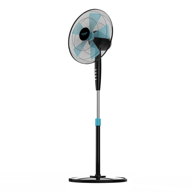 Ventilador de Pie EnergySilence 510. 40 W, 5 Aspas de 40 cm de diámetro, Oscilante, 3 Velocidades, Altura Ajustable 110-130 cm, Motor de Cobre, Diseño en Negro