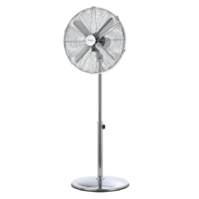 Ventilatore a piantana EnergySilence 580 Retrostyle. 4 pale 16'' (40 cm) di diametro, oscillazione, 3 velocità, regolabile (95-125 cm), motore in rame, finiture cromate, 60 W