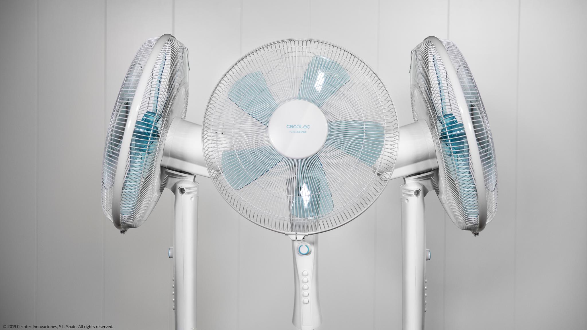 Cecotec EnergySilence 520 Power White Standing Fan, 50W, 40cm 5-Blade, 4 Speeds, Height Adjustable (110-130cm)