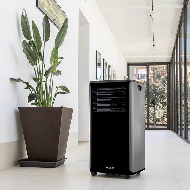 Climatiseur portatif EnergySilence Clima 9150 Heating. Grand débit d'air de 400 m³/h, 2270 frigories, ClimaCare 4 en 1, minuterie 24 h, classe d'efficacité énergétique A, noir.