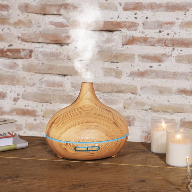 Pure Aroma 300 Yang Humidificador ultrassónico e difusor de aroma com temporizador de10 W, 300 ml, Temporizador até 6 horas, 7 cores LED, Função Aromaterapia, Ultrassilencioso