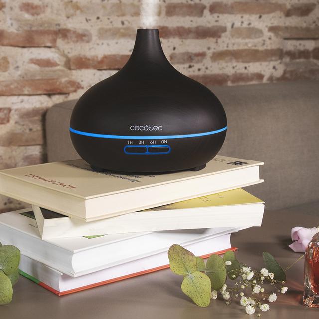 Pure Aroma 300 Yin. Humidificateur ultrasonique et diffuseur d’arôme 300 ml. Minuterie jusqu’à 10 heures. 7 couleurs LED. Fonction Aromathérapie. Ultrasilencieux.