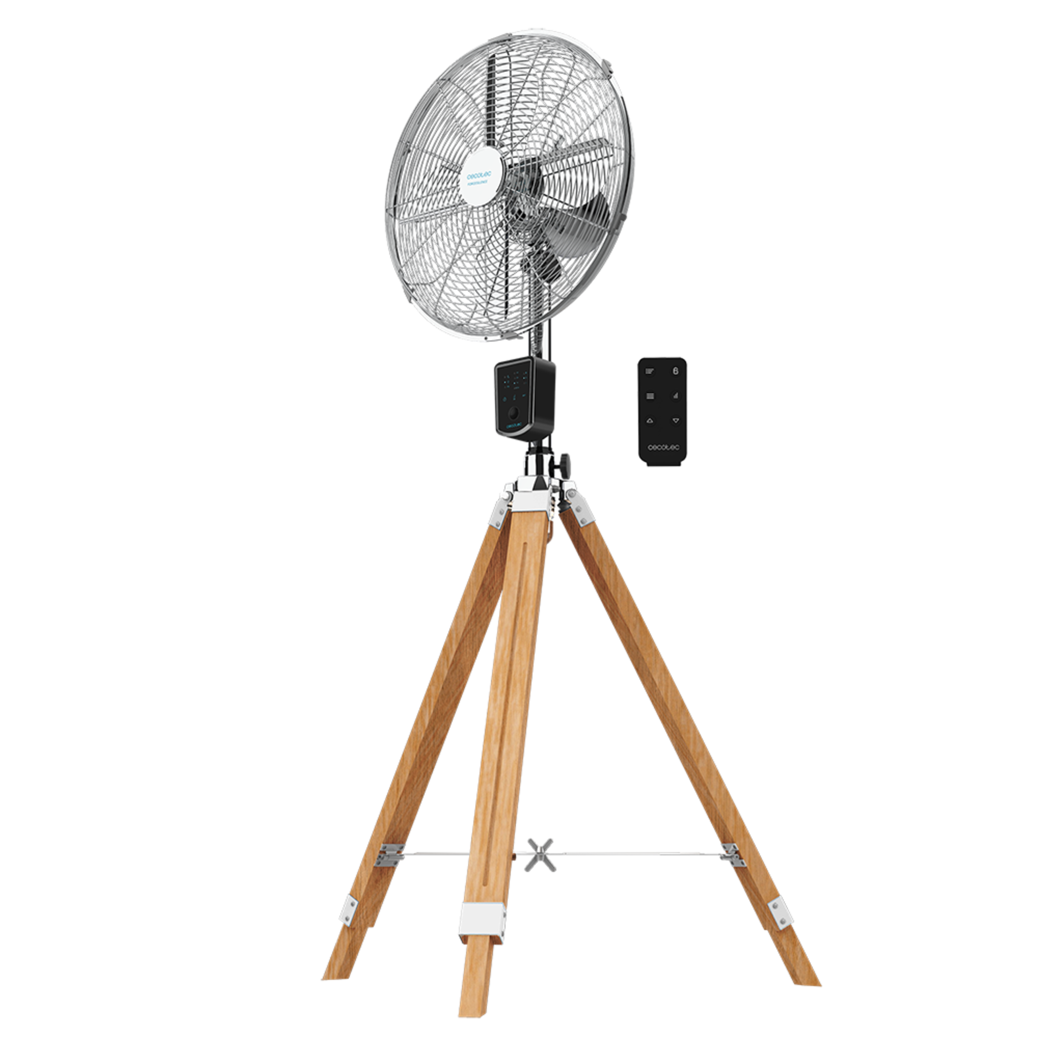 Ventilatore a tre piedi EnergySilence 1600 Woody Smart. 50 W, 4 pale, 16 pollici, 40 cm diametro, 3 velocità, 3 modalità, altezza e inclinazione regolabili, telecomando, timer