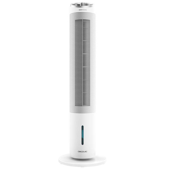 Rafraîchisseur d’air par évaporation colonne EnergySilence 2000 Cool Tower. 60 W de puissance, réservoir amovible de 2 litres, 3 vitesses, oscillation à 60º, débit d'air de 800 m³/h.