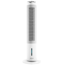 Condizionatore evaporativo a colonna EnergySilence 2000 Cool Tower. Potenza 60 W, serbatoio estraibile da 2 litri, 3 velocita, oscillazione di 60º, portata d’aria da 800 m3/h