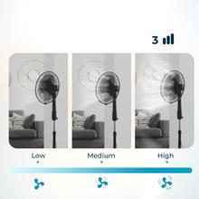 Ventilatore Energy Silence 620 MAX Flow Smart. 18 pollici (45 cm), 6 pale, 70 W potenza, motore in rame, 3 velocità, oscillazione 75º, altezza regolabile, timer, telecomando