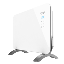 Convettore in Vetro Ready Warm 6650 Crystal Connection. Funzionamento via Wi-Fi, Termostato regolabile, Timer, Supporto, Utilizzabile in bagno (IP24), silenzioso, 1000 W