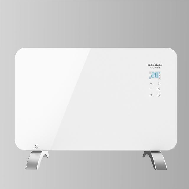 Convettore in Vetro Ready Warm 6650 Crystal Connection. Funzionamento via Wi-Fi, Termostato regolabile, Timer, Supporto, Utilizzabile in bagno (IP24), silenzioso, 1000 W